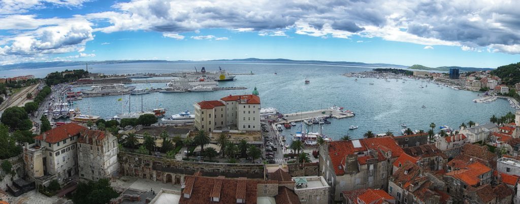 Croatia, luxury yacht docks in the harbor of Split