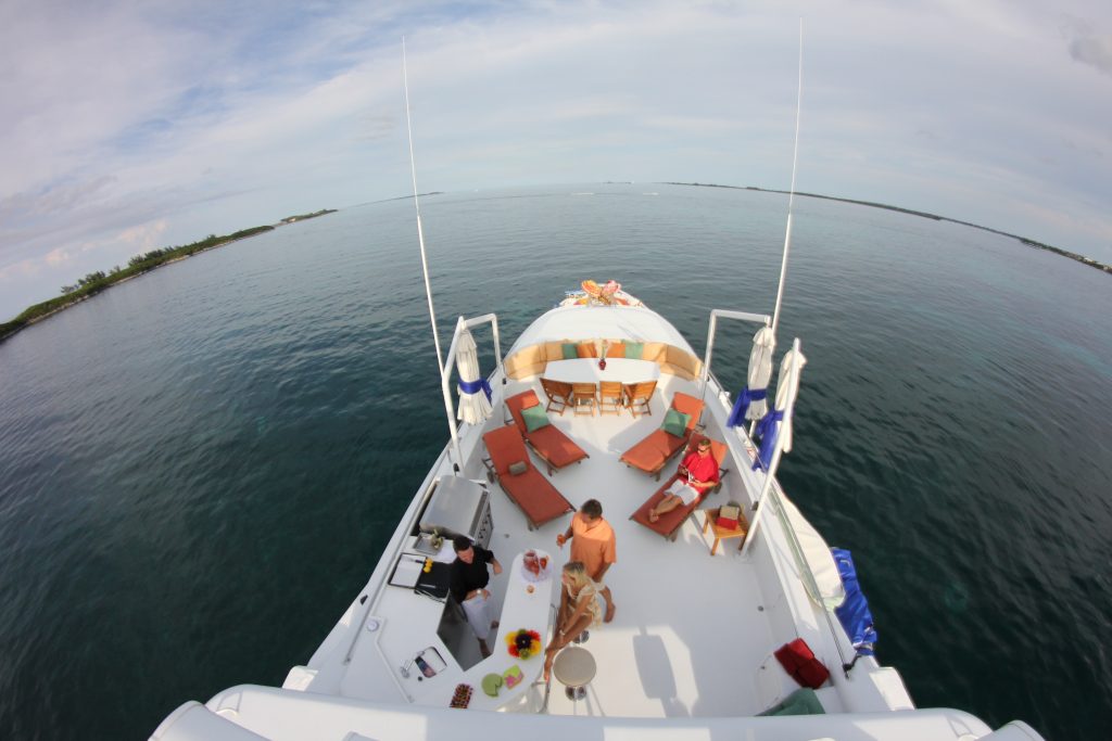 Charter Yacht At Last sunpads on bow