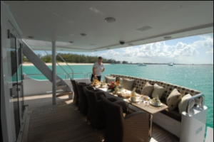 Unforgettable Luxury Crewed Charter Yacht Aft Deck Dining