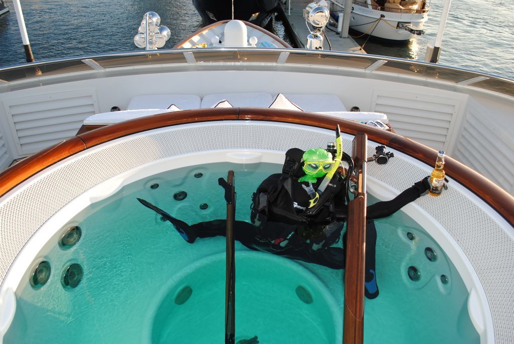 Odyssey Luxury Crewed Charter Yacht Jacuzzi Diver