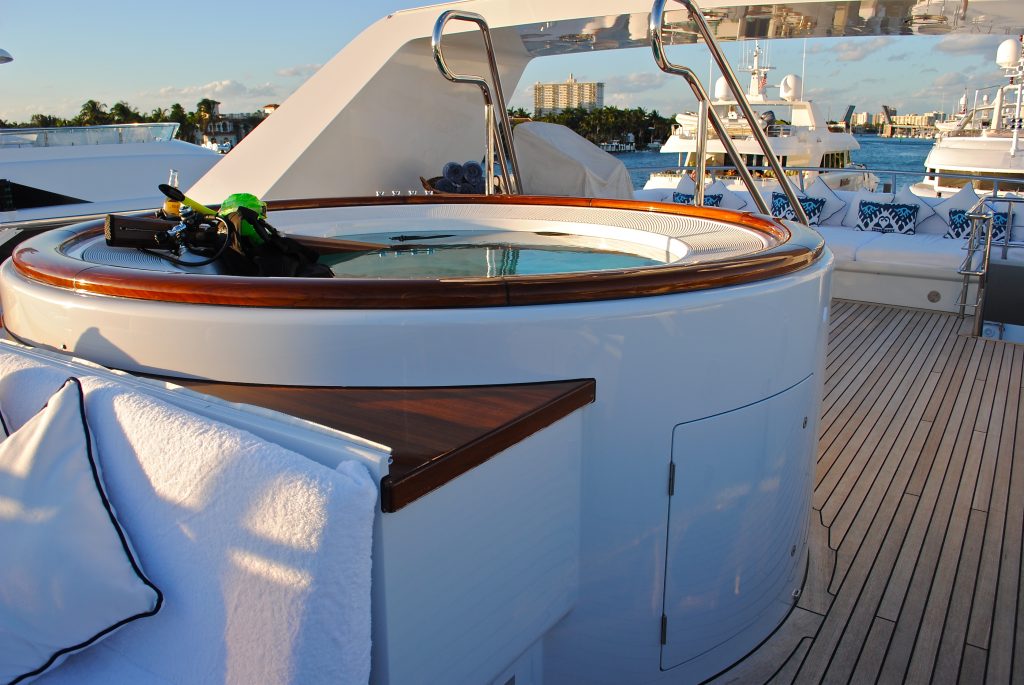 Odyssey Luxury Charter Crewed Motor Yacht Sundeck facing aft