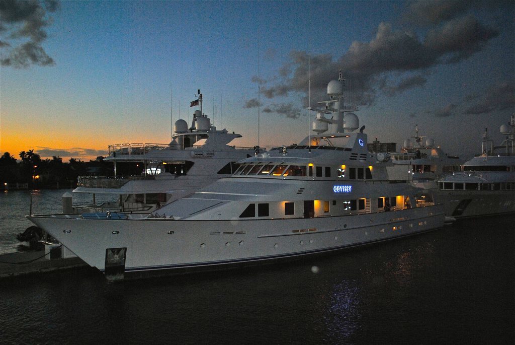 Odyssey Luxury Crewed Charter Yacht at Dusk