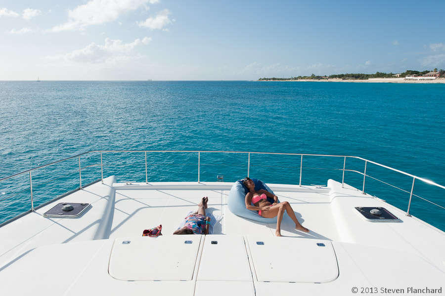 Nirvana Luxury Crewed Charter Power Catamaran Bow Ride