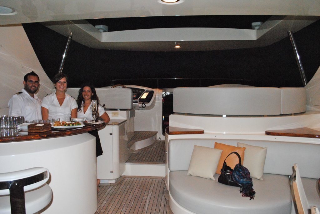 Vivere Luxury Charter Yacht Crew at Flybridge bar