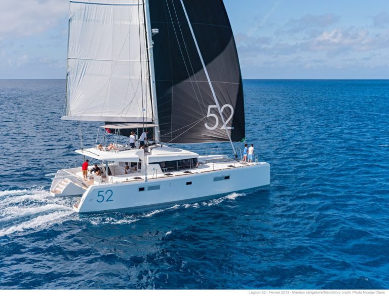 Freedom Luxury Crewed Charter Sailing Catamaran Under sail
