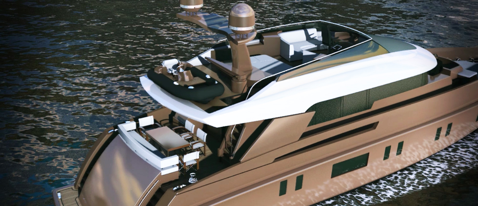 StormYachts S 78 series luxury yacht rendering flybridge