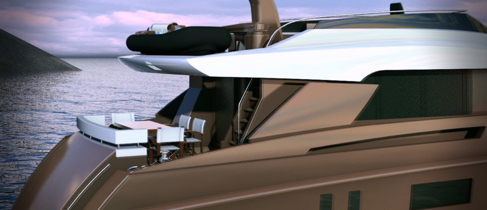 StormYachts S 78 series luxury yacht rendering aft deck