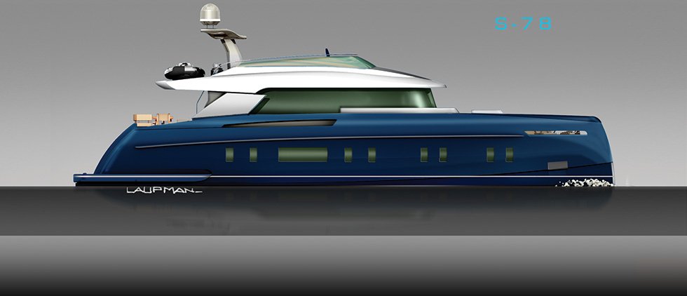 StormYachts 78 Rendering with blue hull