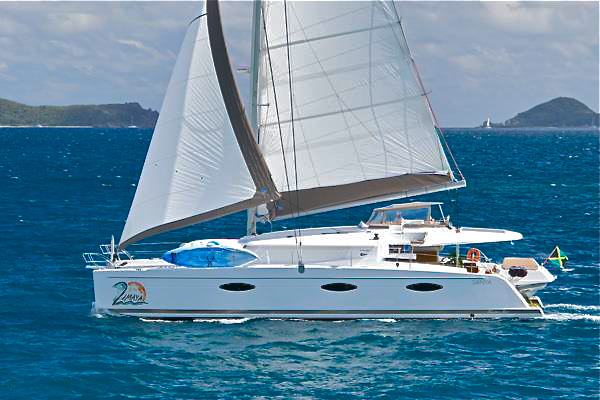 Zimaya luxury charter catamaran running