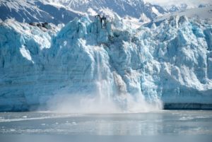 Alaska glacier, ice berg calving