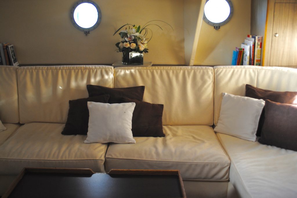 Vintage custom sailing yacht salon sofa