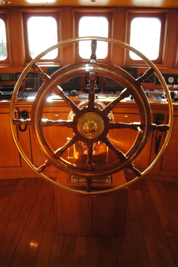 Seawolf, Luxury Charter yacht, original steering wheel
