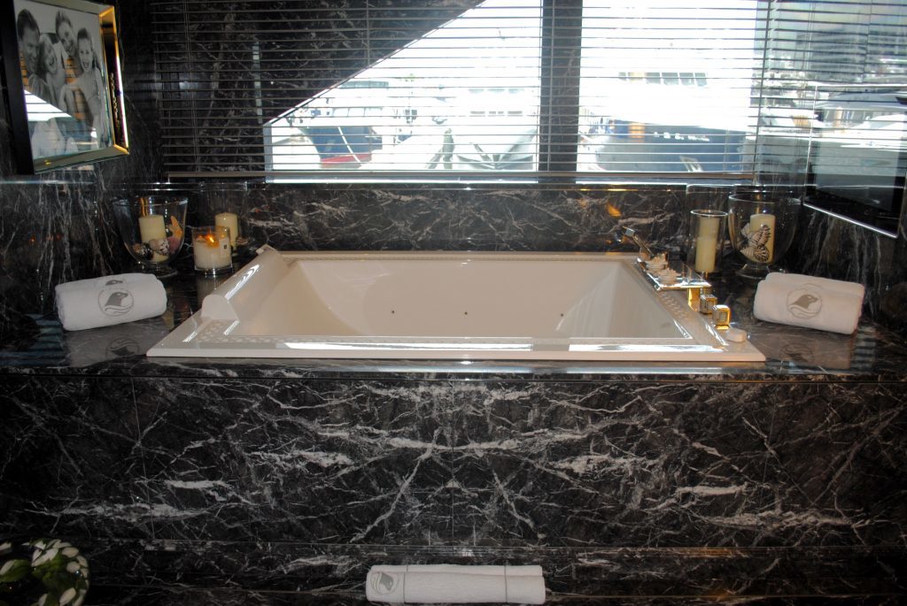 SEALYON, marble master bathroom, luxury charter superyacht