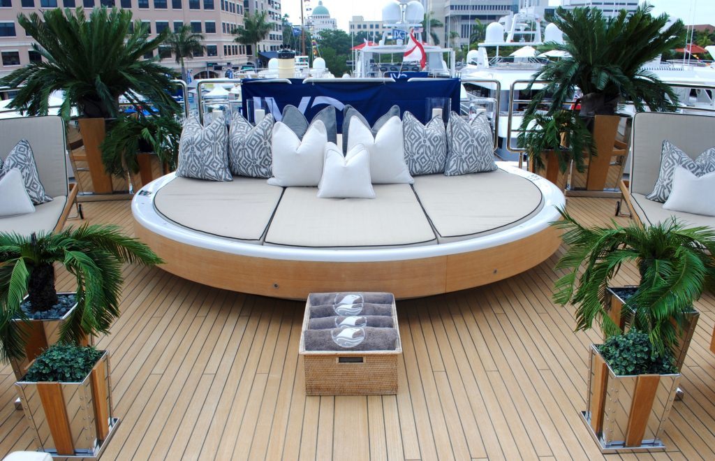 SEALYON, swivel/tilt lounge on deck, luxury crewed charter supe ryacht