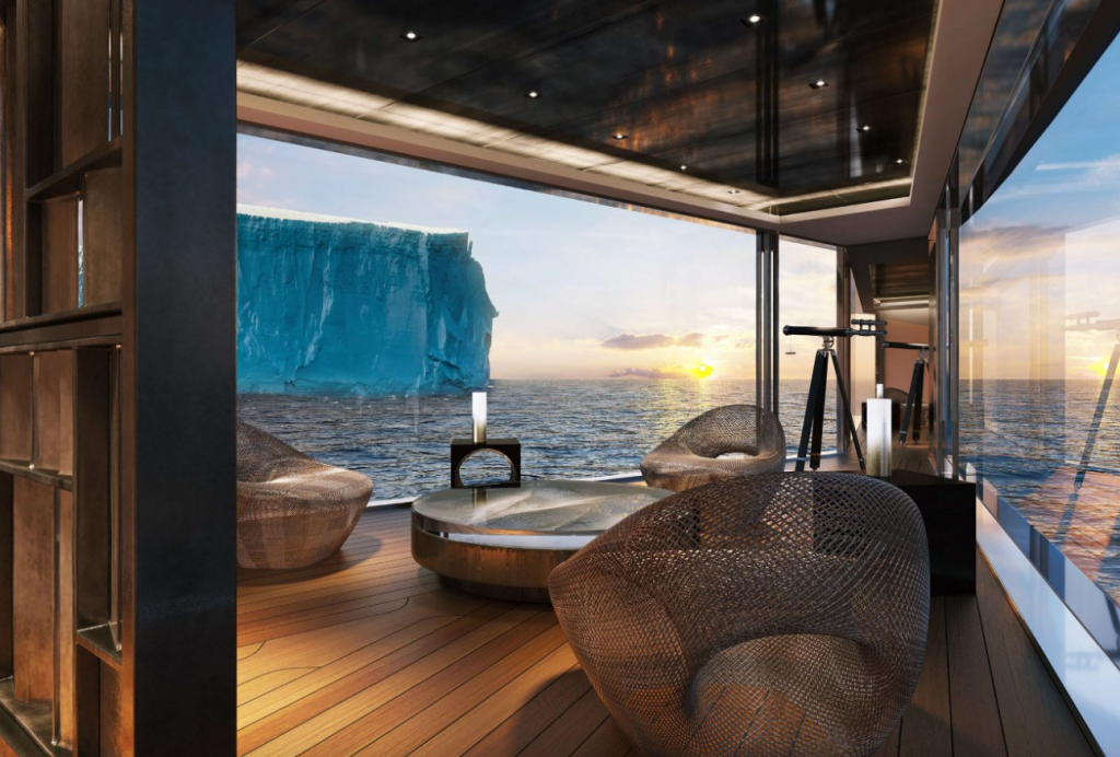 Mega yacht NATURE, Sinot concept design, observation deck