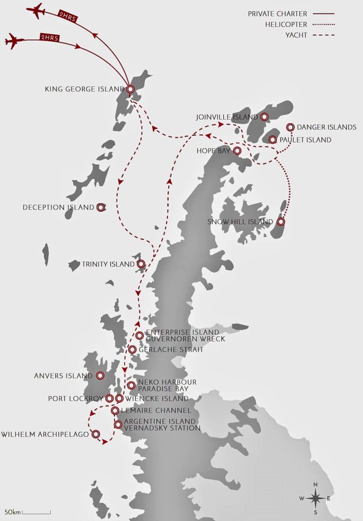 Antarctica itinerary: Central Peninsula Map