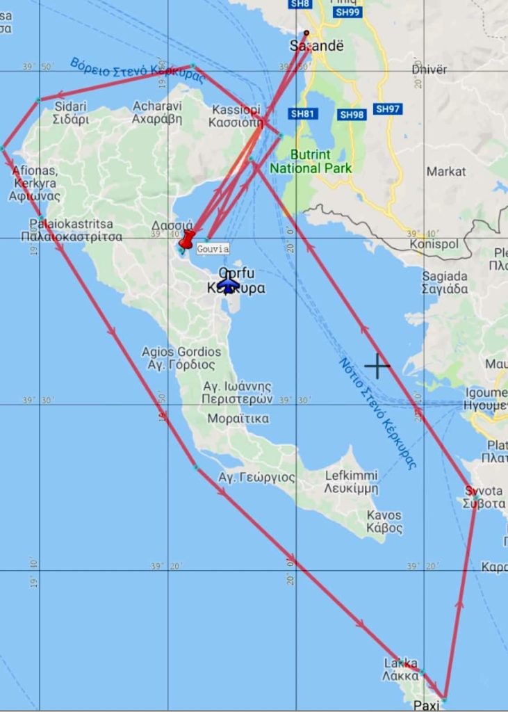 Ionian Islands yacht charter route