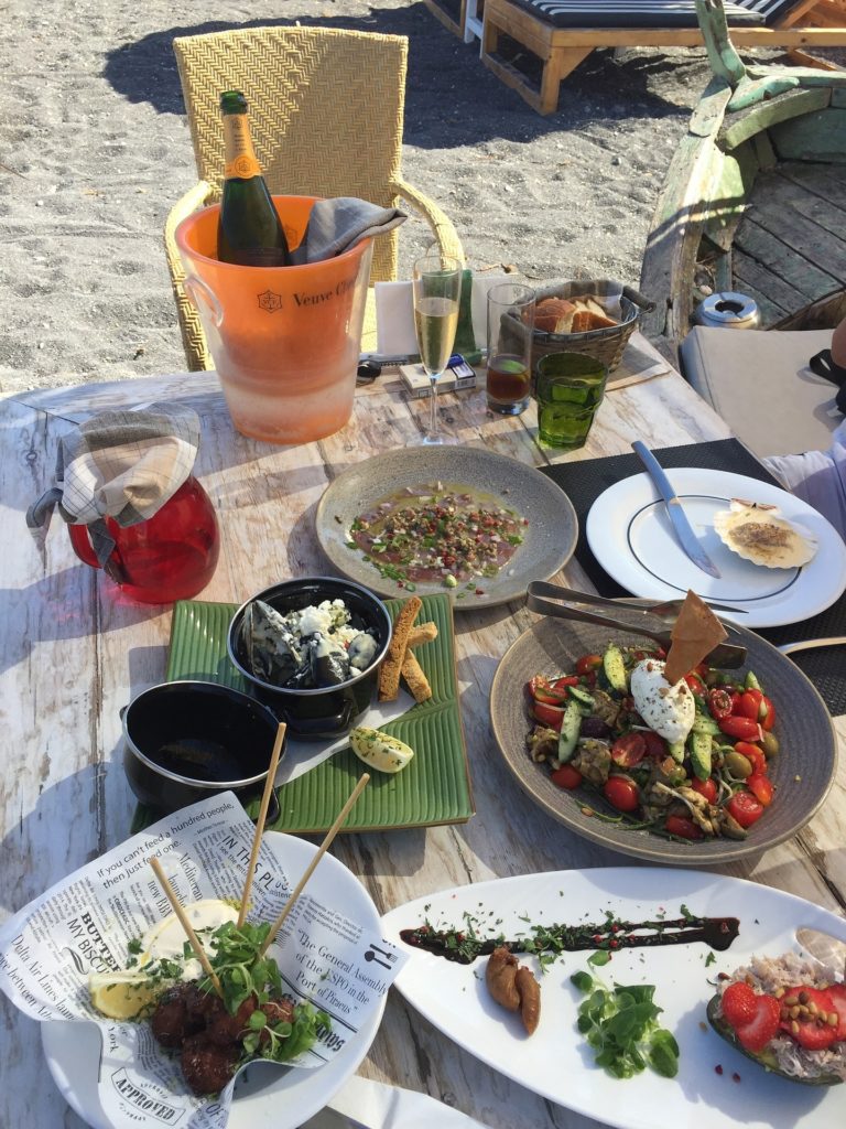 Greek cuisine at a beachside taverna.
