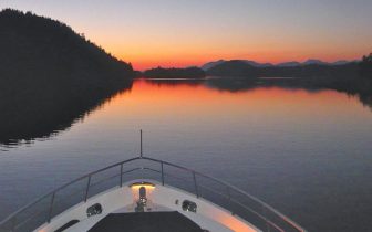 Alaska luxury yacht charter sunset